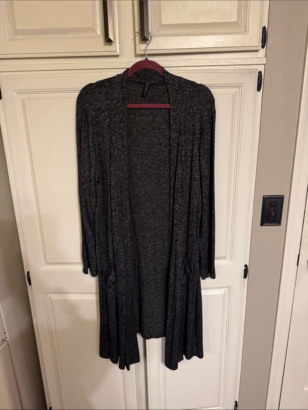Long Open-Front Black Cardigan for Women